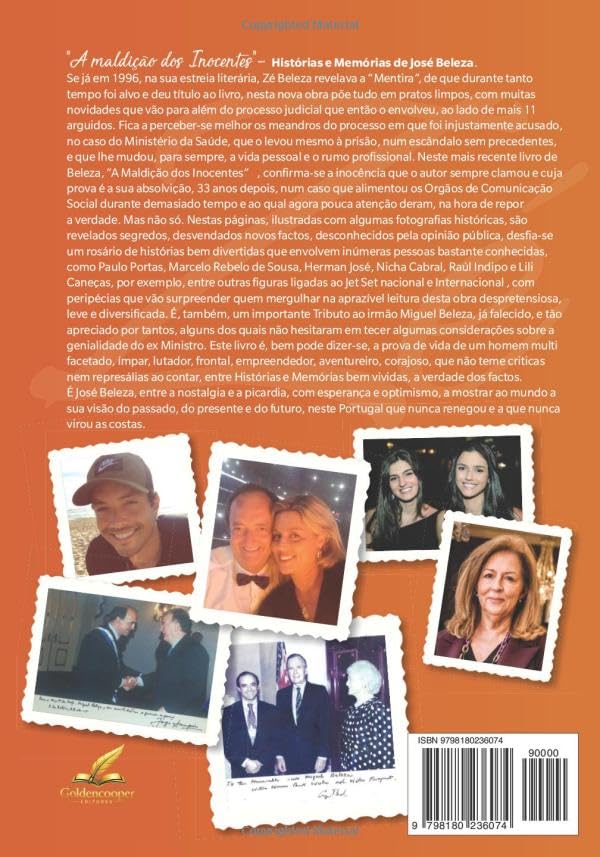 Contracapa do livro com o texto de apresentação e fotografias de arquivo